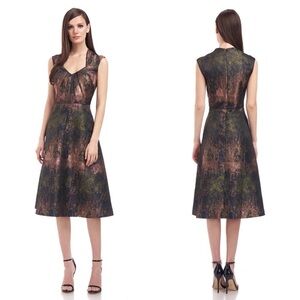 KAY UNGER Meadow Metallic Jaquard Midi Dress Size 4 NEW